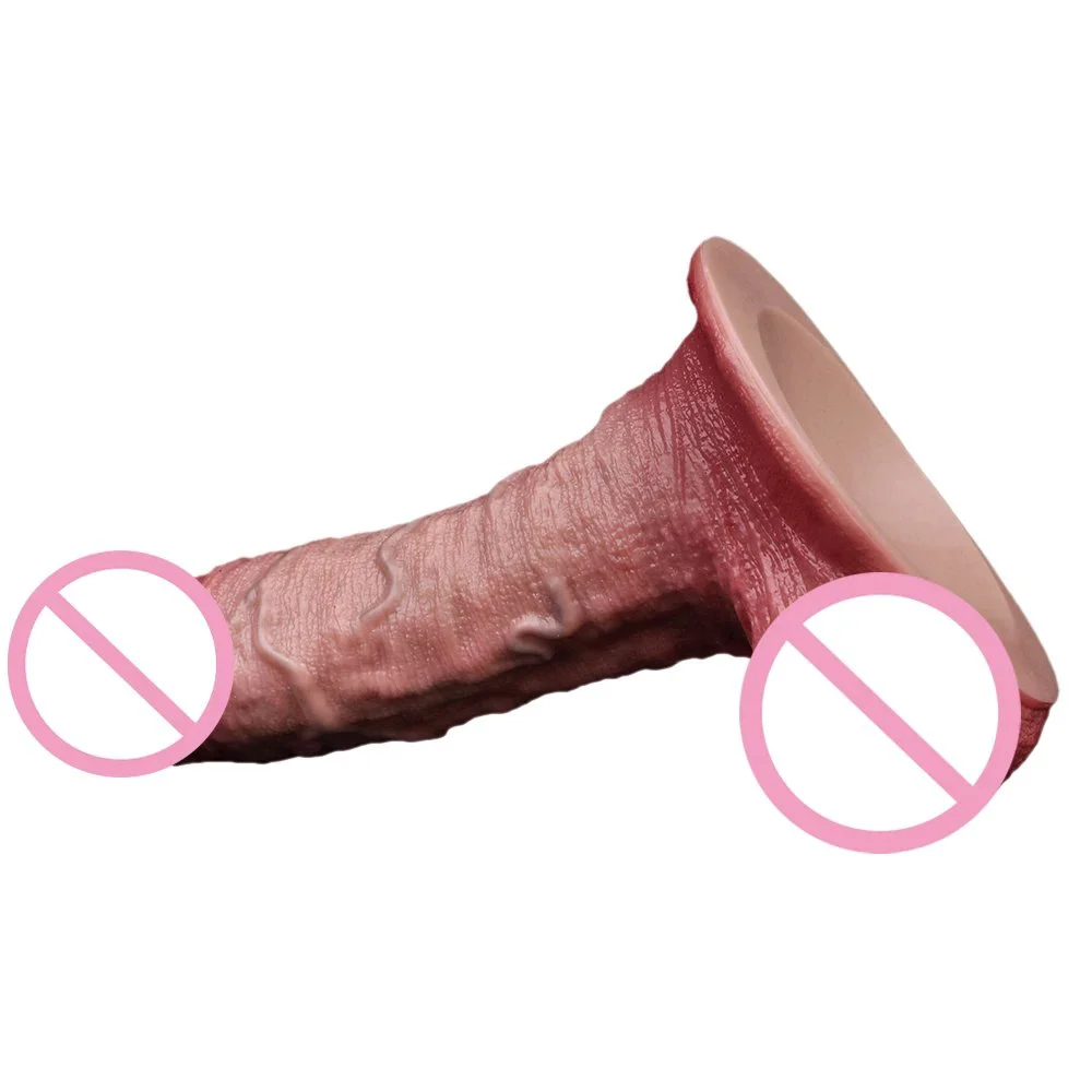 Double-layer Male Dildo with Realistic Skin Color Blood Vessels Suitable for Female Sex Toys Silicone Dildo with Suction Cup