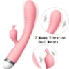 12 Vibration USB AV Rabbit Vibrator G Spot Lilo Dildo Vibrator Sex Toys for Women