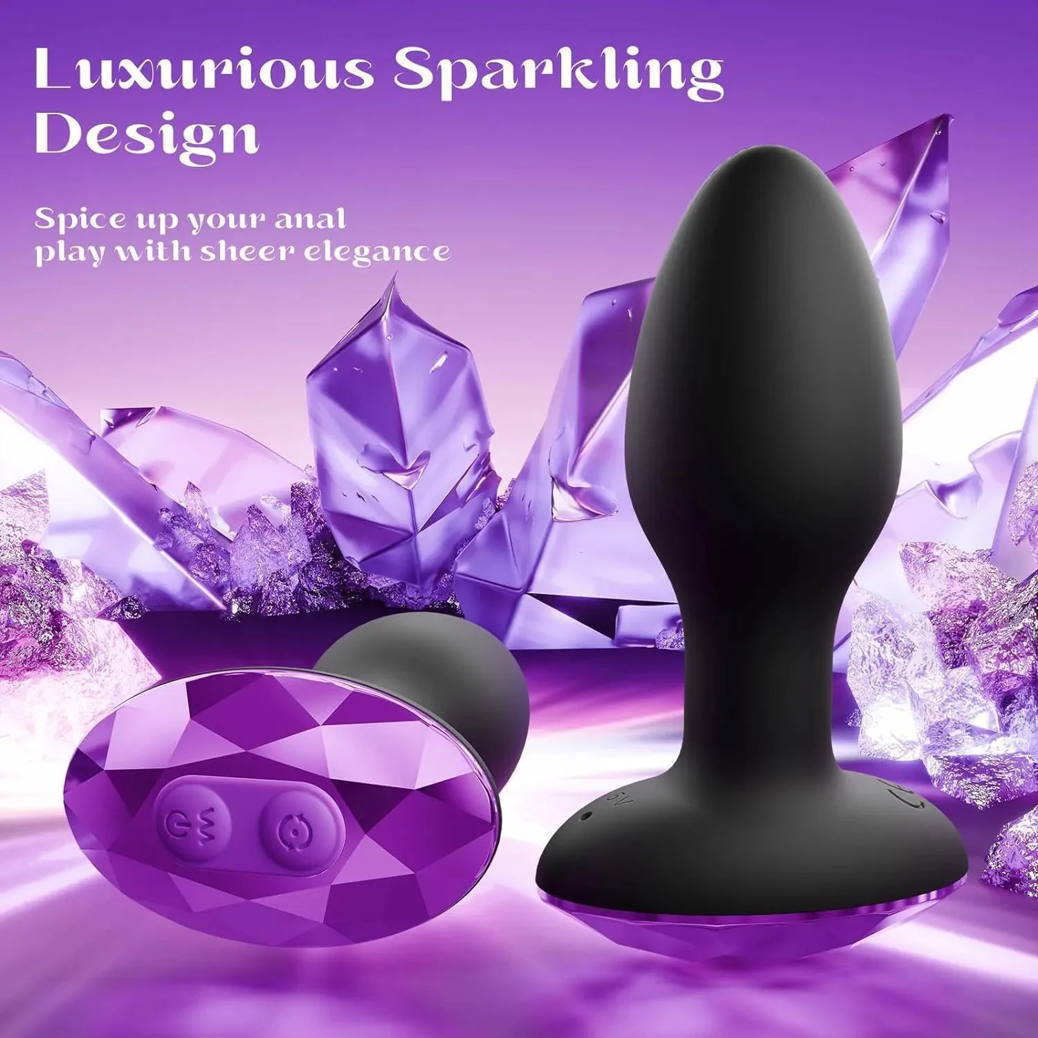 Wireless Remote Control Rotating & Vibrating Prostate Massager with Diamond Anal Plug Male Anal Toy