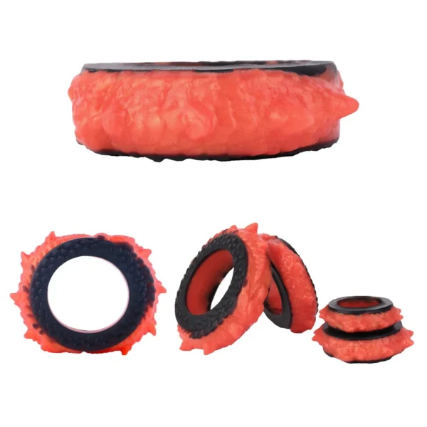 Fiery Scale Ring Clan Orange Melting a Set of 4 Penis Rings Designed for Secure Restraint and Effective Delay for BDSM