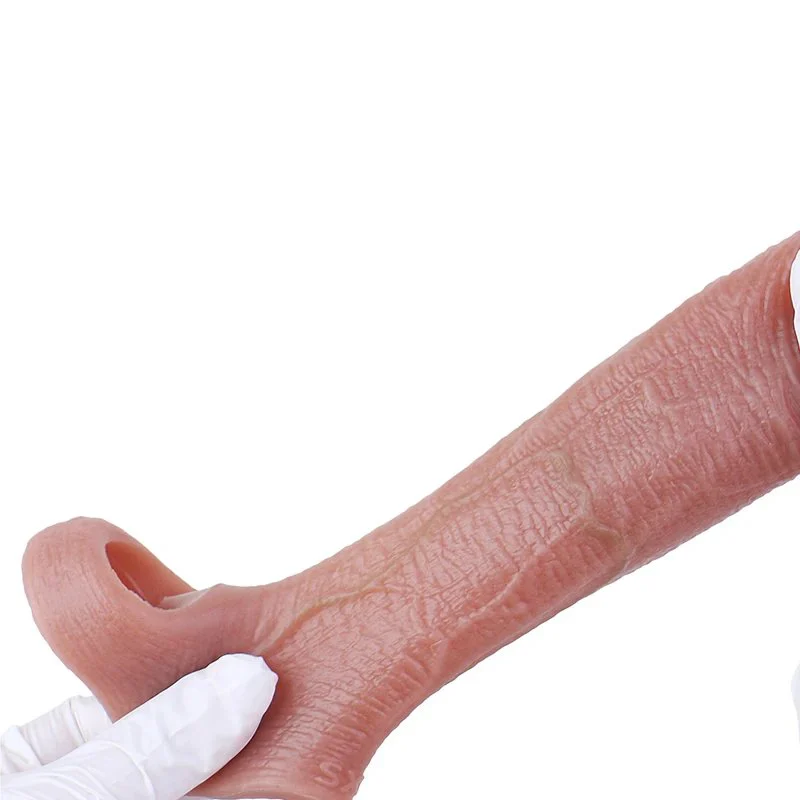 Male Penis Sleeve Silicone Penis Extender Reusable Realistic Penis Enlarger Delay Ejaculation Sex Toys