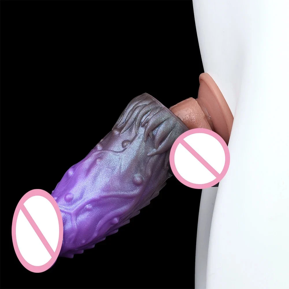 Fantasy Penis Sleeve with Soft Silicone Purple Amber Dildo Sleeve for Men Cock Enhancer