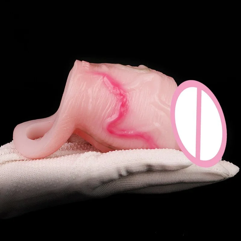 Pinkish White Penis Sleeve Extender Reusable Condoms for Penis Sleeve Enlargement Funny Delay Condom