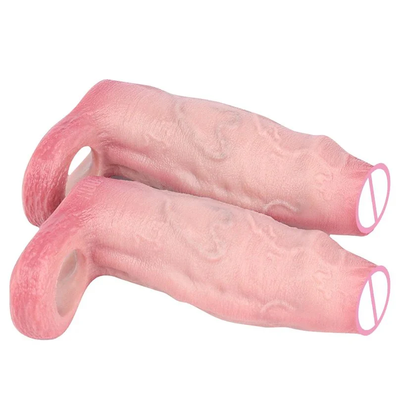 Open-ended Male Penis Extender with a Realistic Penis Sleeve Made of Safe Silicone for Enhanced Experience