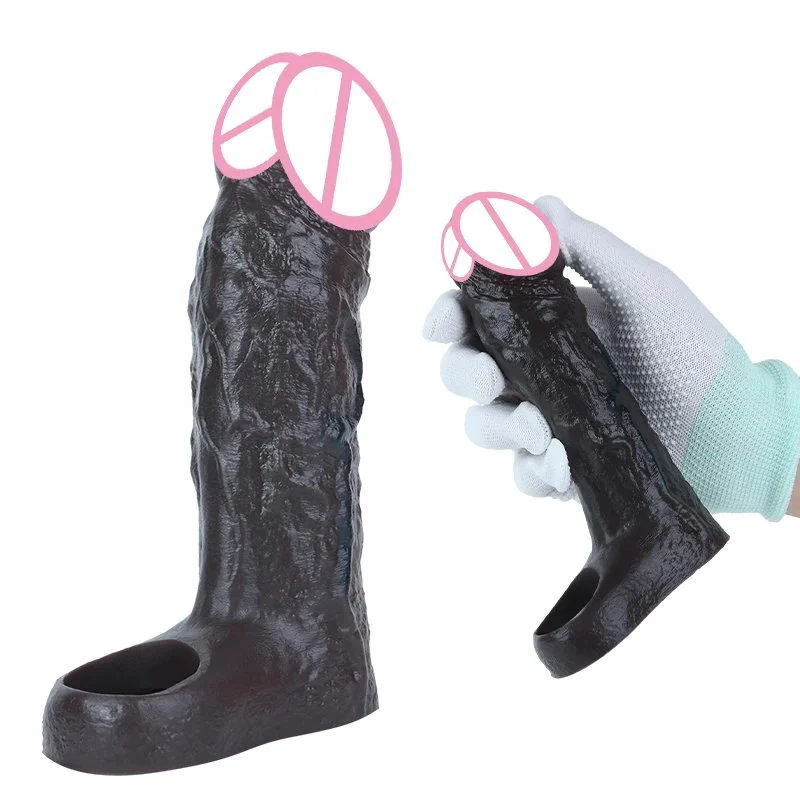 Obsidian-Colored Silicone Penis Sleeve Effectively Prolongs Stimulation and Doubles Pleasure Male Penis Enhancement Sleeve