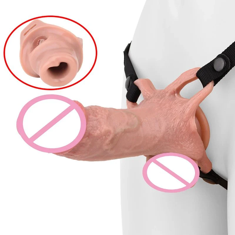 Hollow Opening Design Wearable Male Penis ExtenderMedical Grade Silicone Material Simulation Dildo Sleeve for Men