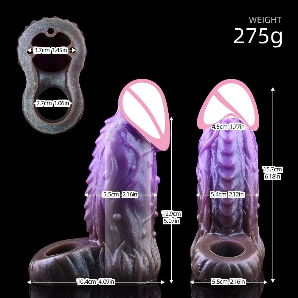 Fantasy Penis Sleeve with Soft Silicone Purple Amber Dildo Sleeve for Men Cock Enhancer