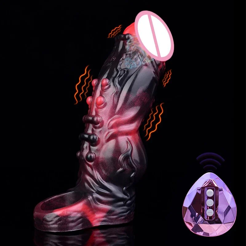 Effective Penis Lengthening Multi-frequency Vibrating Male Dildo Condom, Safe Silicone Material Double Stimulation Dildo Condom