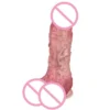 Experience a Realistic and Silicone Dildo Double-layer Craft Design with Suction Cups at the Bottom of the Adult Toys