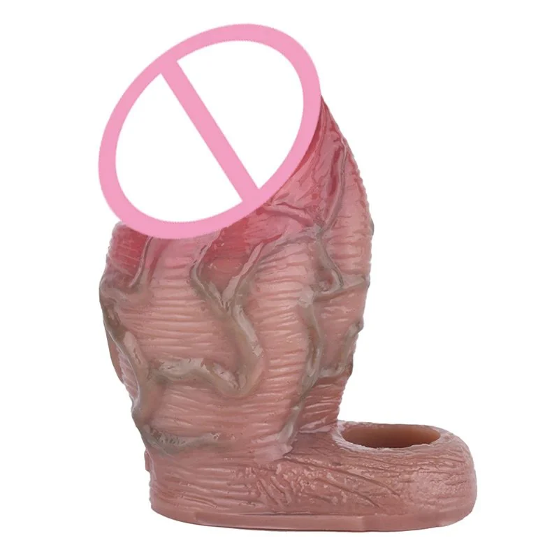 Penis Sleeve Big Knot,Big Knot Realistic Penis Sleeve Silicone Cock Enlargement Cover Sex Toy for Men Delay Ejaculation