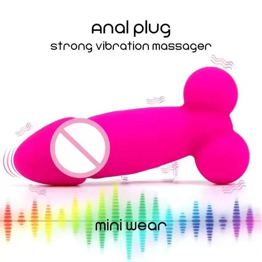 Portable Mini Dildo Anal Plug Vibrator Women-Waterproof USB Rechargeable Multi-Frequency G-Spot Butt Stimulation Sex Toy
