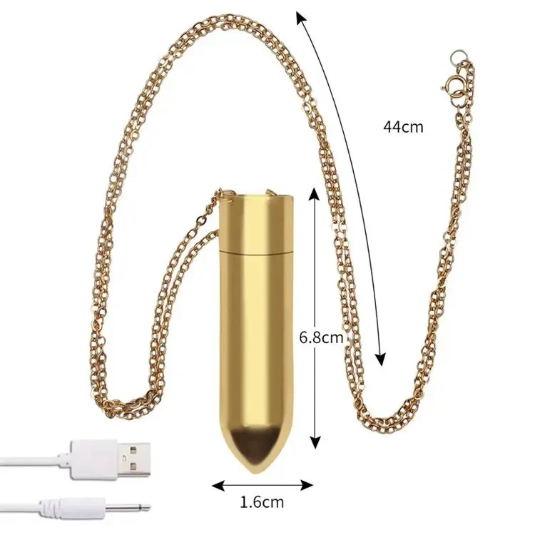 Female Masturbation Sex Toys for Women 10 Speed Rechargeable Metal Vibrating Bullet Vibrator Necklace
