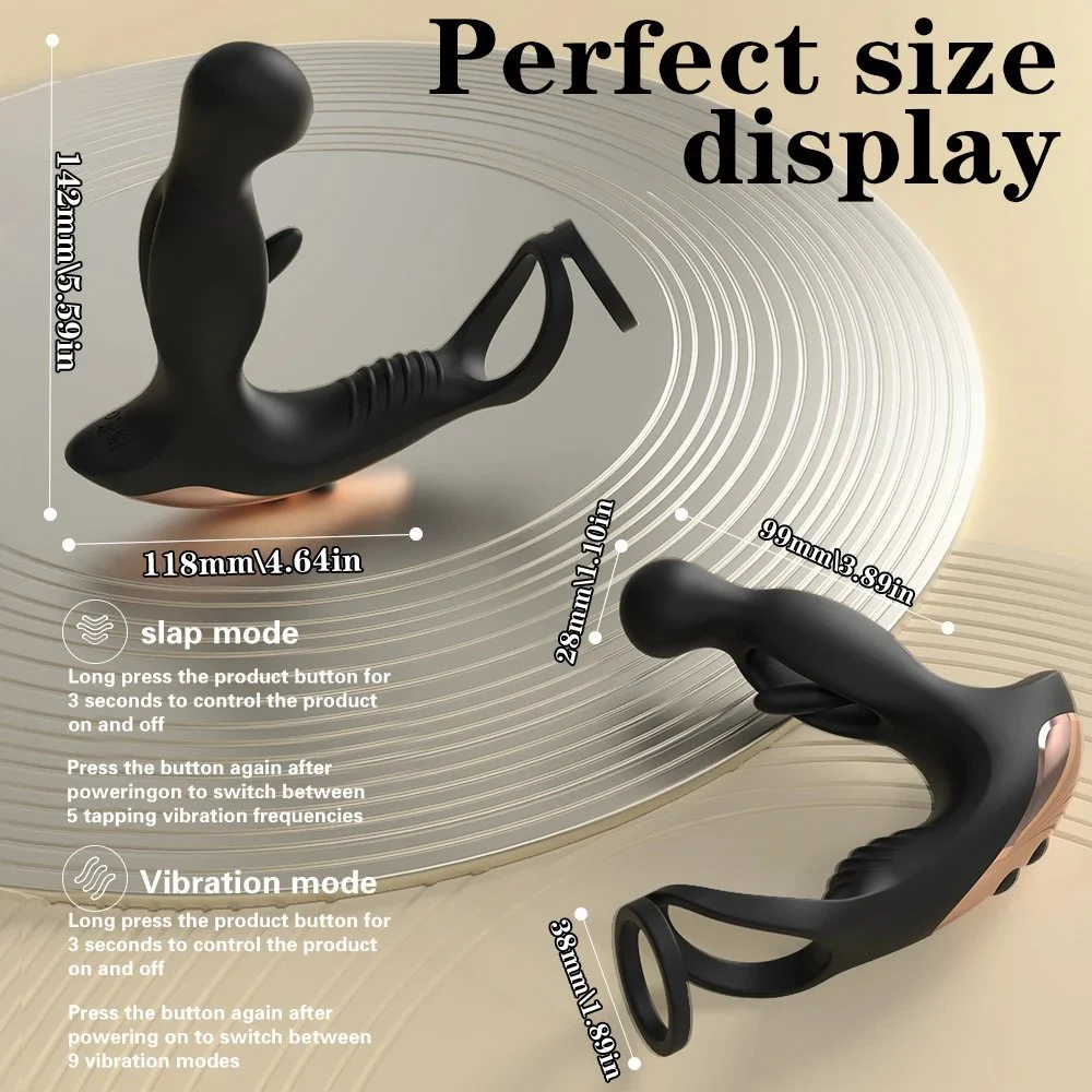 Prostate Massager Anal Male Licking Vibrating Waterproof Anal Plug with Ring for Men