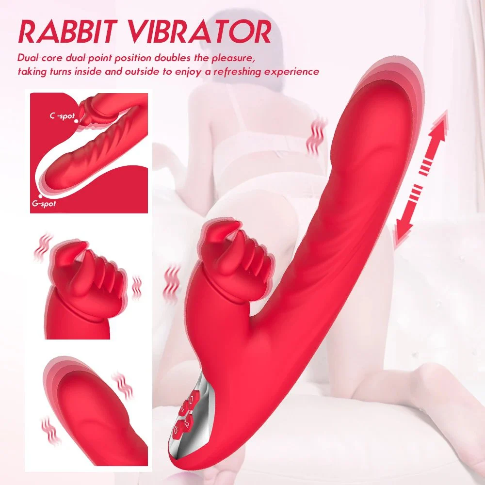 G Spot Clitoris Stimulator Rabbit Vibrator for Women Vagina Nipple Massager Powerful Telescopic Dildo Silent Adults Sex Toy