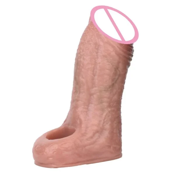 Medical Grade Silicone Material Safe Sex Toy Skin Male Penis Extender Double Opening Design Phallic Sleeve Simulation