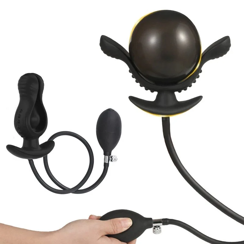 Silicone Expandable Anal Plug and Prostate Massager Inflatable Butt Plug Stimulator Sex Toy for Women and Men