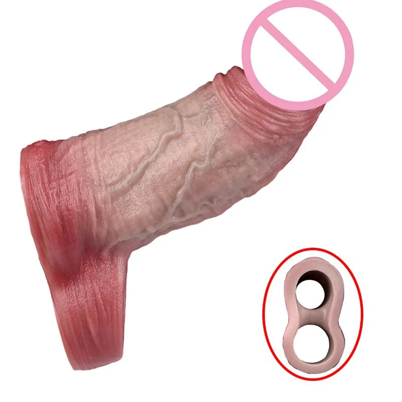 Medical Grade Silicone Male Penis Extender Closed Mouth Design Easy to Wear Dildo Sleeve Experience Realistic Feeling