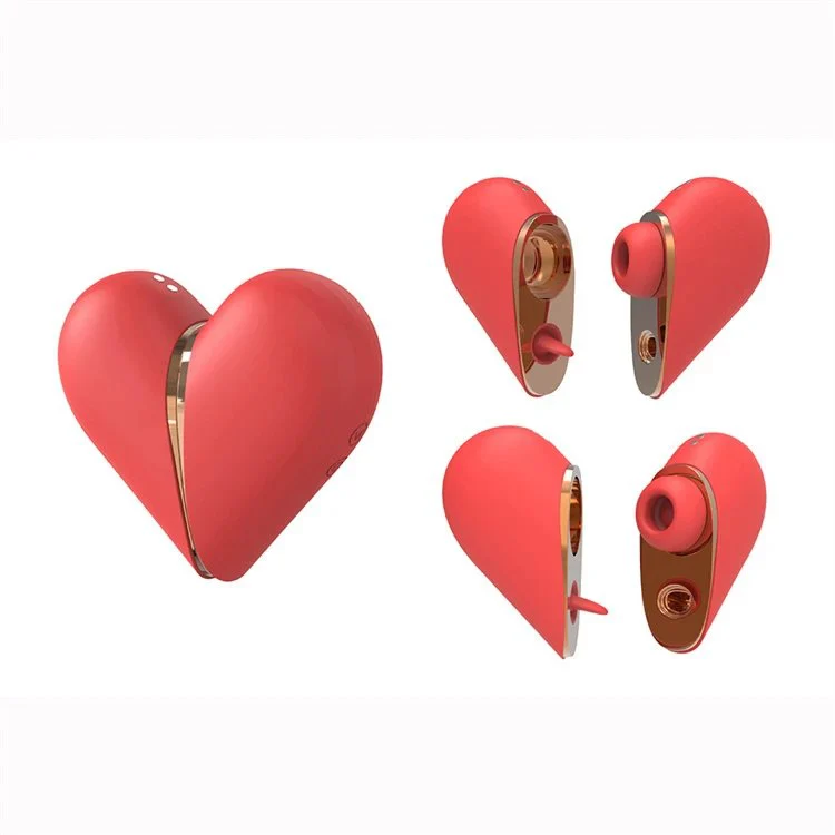 Double Function Clitoral Nipple Stimulator Tongue Licking Sucking Love Egg Heart Shape Vibrator for Women