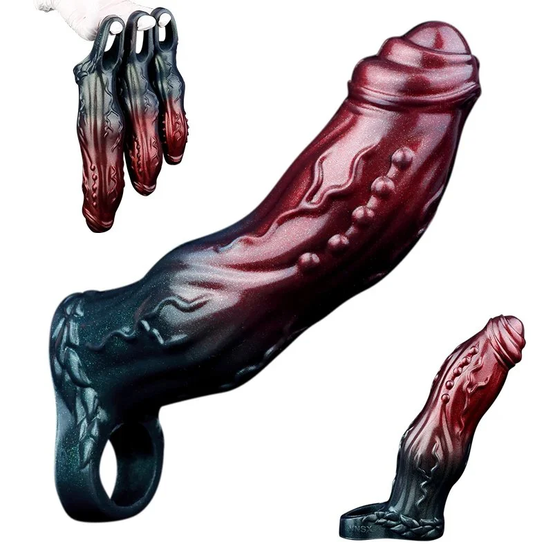 M L XL Size Penis Sleeve Extender Cock Sleeve Dick Enlargement Delay Ejaculation Stimulation Male Sex Toy