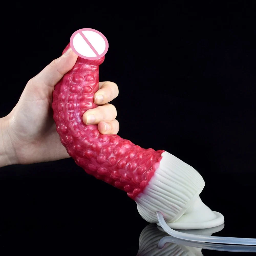 23cm New Arrival Anal Plug Fresh Blood Color Silicone Squirting Dildo Crocodile Shaped Ejaculating Dildo Sex Masturbator