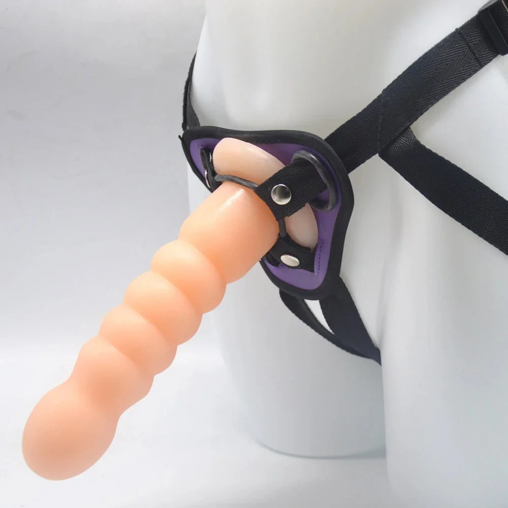 21.9cm Lesbian Sex Toy Beads Anal Plastic Dildo with Pants PVC Penis with Belt Butt Plug Sex Toys Anal Strap on for Women