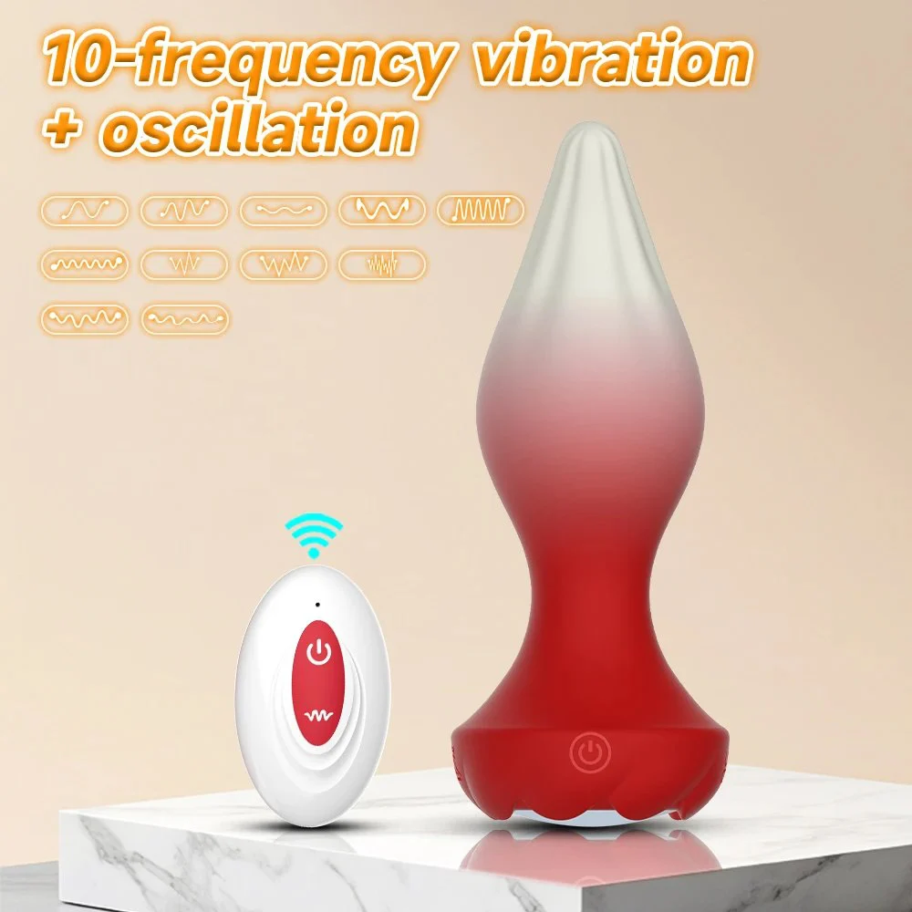 Anal Rose Vibrator Swing Sex Toy for Women Men 10-Frequency Vibration Prostate Massager Remote Control Colored Lights Kegel