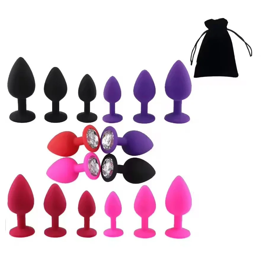 Anal Sex Trainer 3PCS Silicone Jeweled Butt Plugs Anal Sex Toys Kit for Starter Beginner Men Women Couples