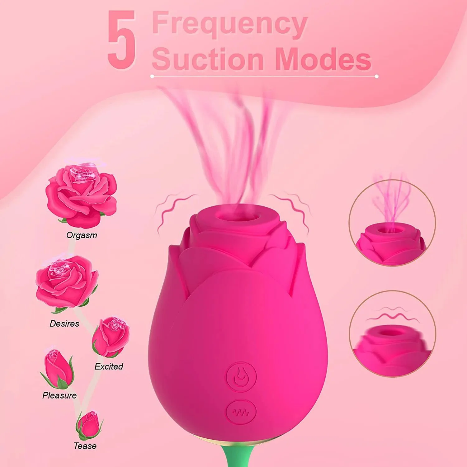 Clit Sucker Nipple Stimulator 2 in 1 Clitoral Sucking Rose Vibrator With Egg Double Flower Vibrator