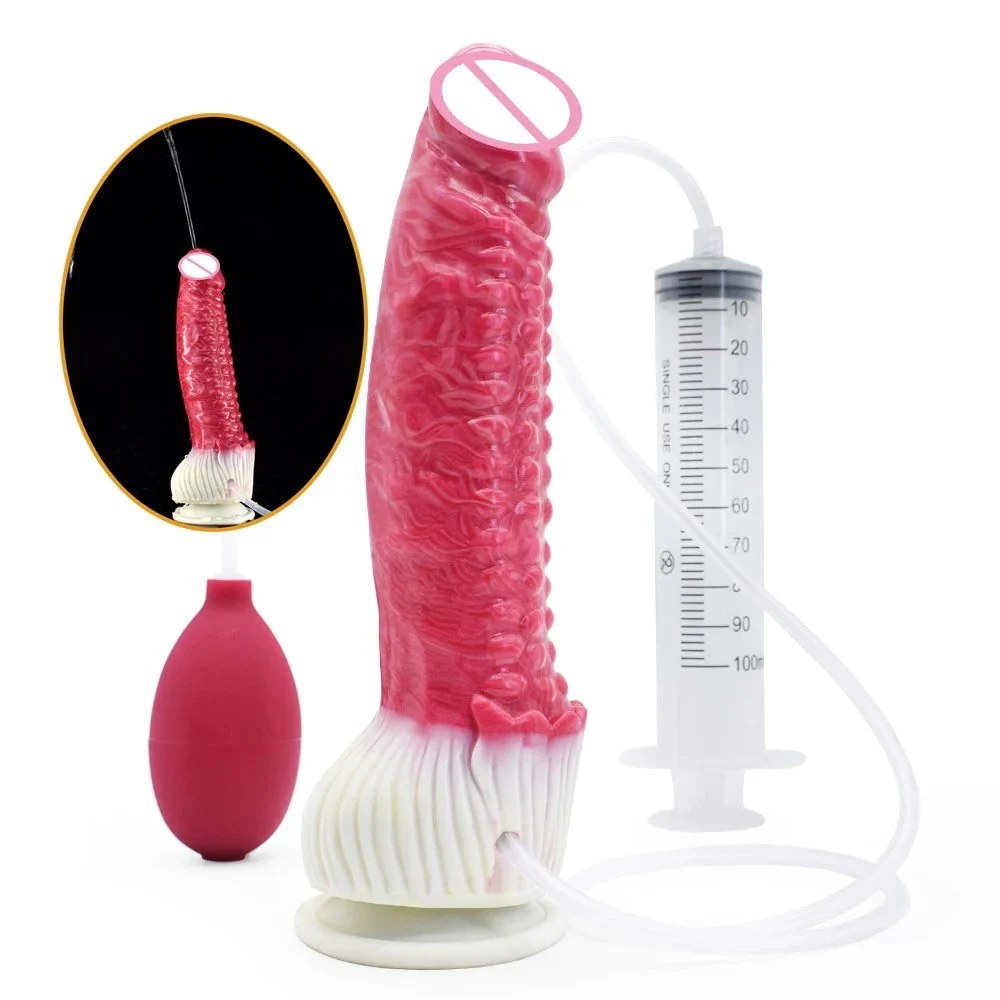 23cm New Arrival Anal Plug Fresh Blood Color Silicone Squirting Dildo Crocodile Shaped Ejaculating Dildo Sex Masturbator