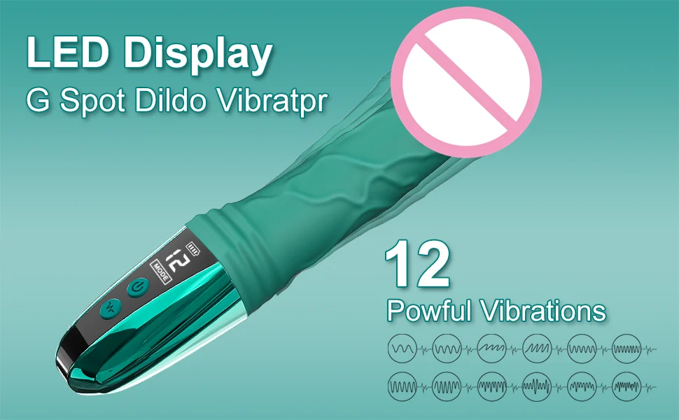 Gelance LCD Screen Dildo for Women with 12 Vibration Modes USB Rechargeable Waterproof IPX7 Adult Vibrator