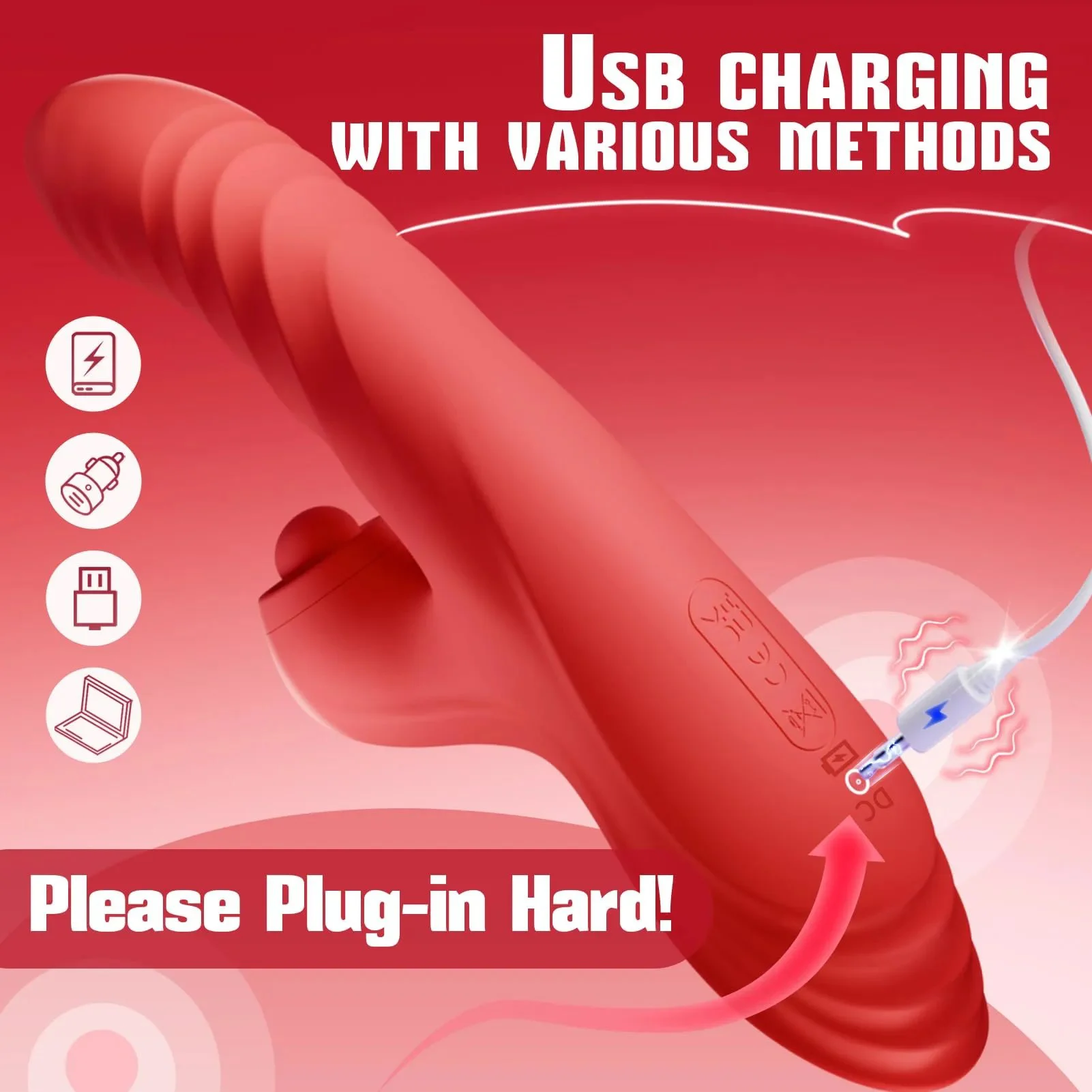 Gelance Rose Vibrator Thrusting Dildo for Women 10 Vibration 7 Thrust Modes USB Rechargeable Eco-Friendly Adult Stimulation Toy