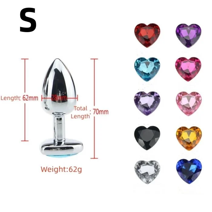Stainless Steel Heart Crystal Jewelry Anal Butt Plug Fetish Adult Anal Sex Toys for Men and Women