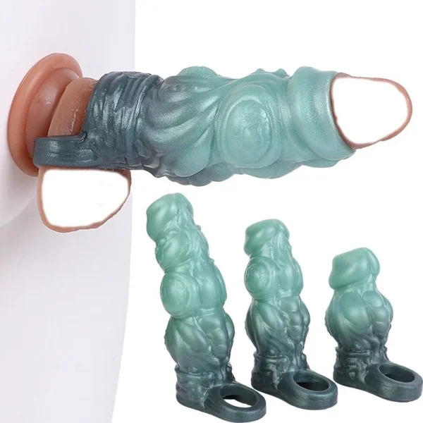 New Style Penis Sleeve Silicone Hollow Monster Knot Cock Sheath Tools for Couple Sex Toy for Men Dick Enlargement