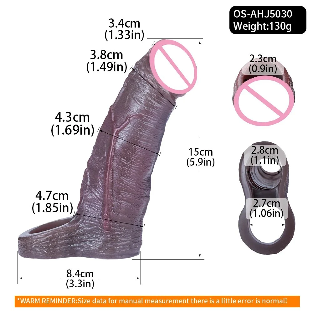 Male Open Type Realistic Silicone Hollow Penis Sleeve Enhancer Male Extension Toy Delay Ejaculation Adult Toys