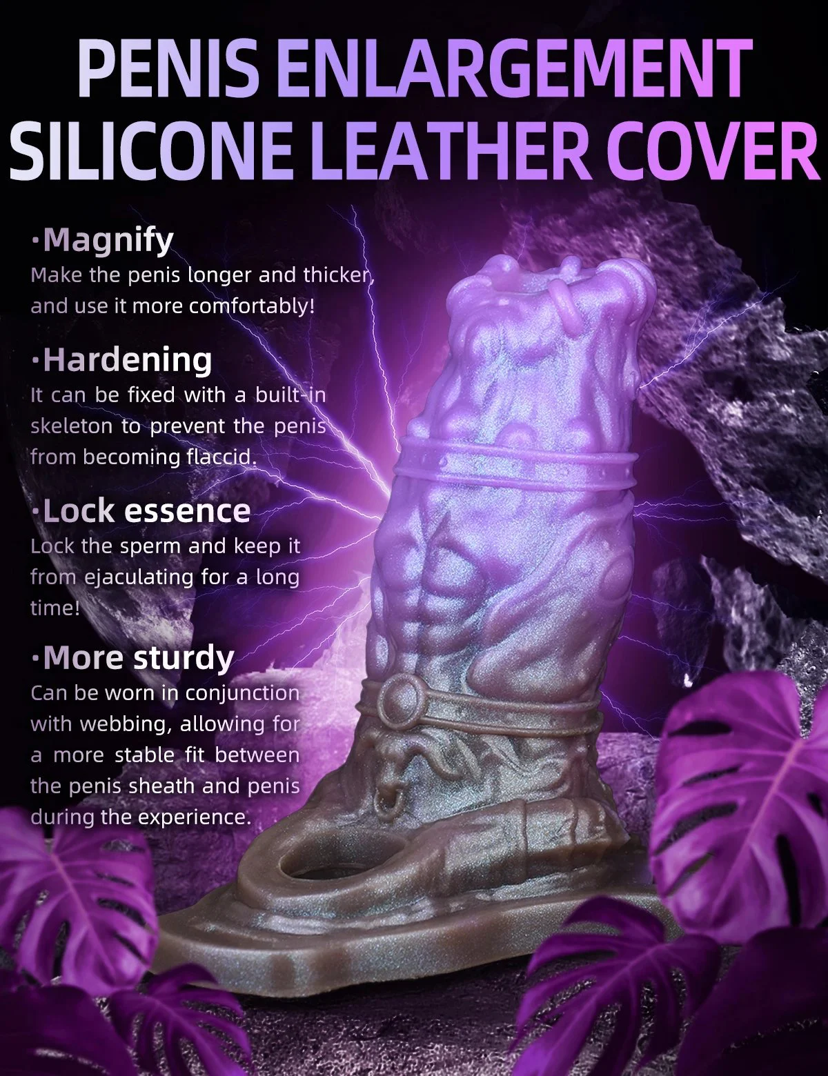 Monster Penis Sleeve Realistic Cock Ring Silicone Wearable Adult Sex Toy for Men and Couple,Fantasy Cock Extender Sleeve