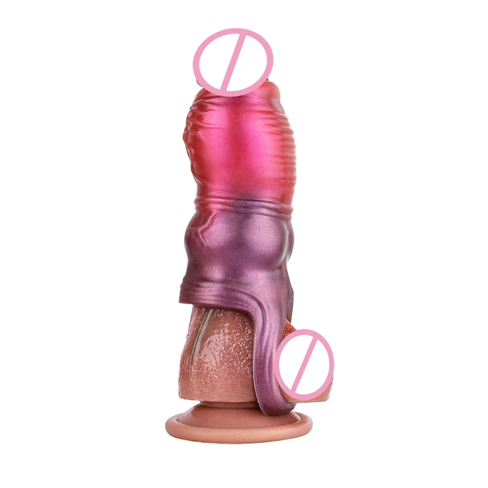 Platinum Liquid Silicone Dog Penis Reusable Condoms for Penis Sleeve Enlargement Best Funny Delay Condom for Couple
