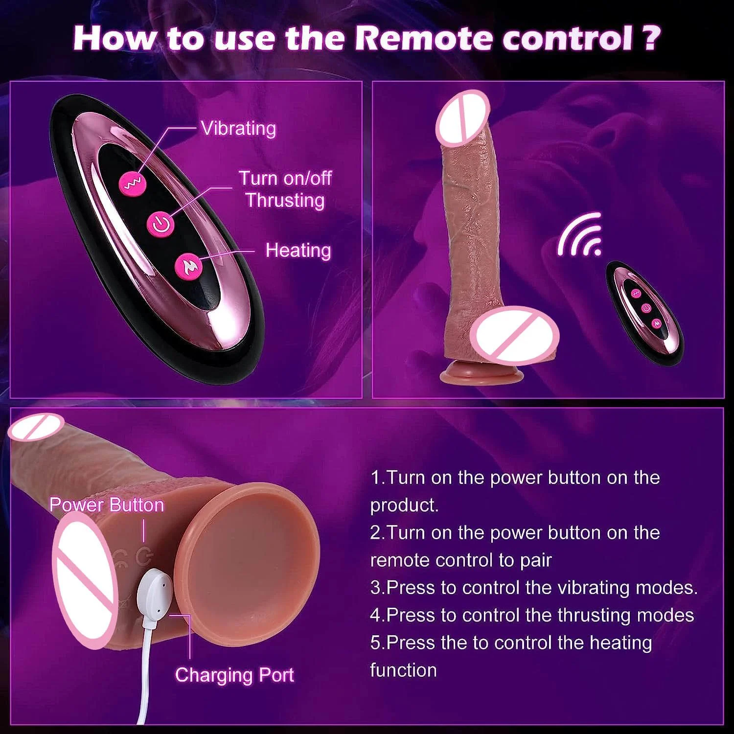 10 Inches Strap on G Spot Lifelike Penis Anal G Spot Stimulation Heating Vibrating Thrusting Large Big Realistic Dildo for Women