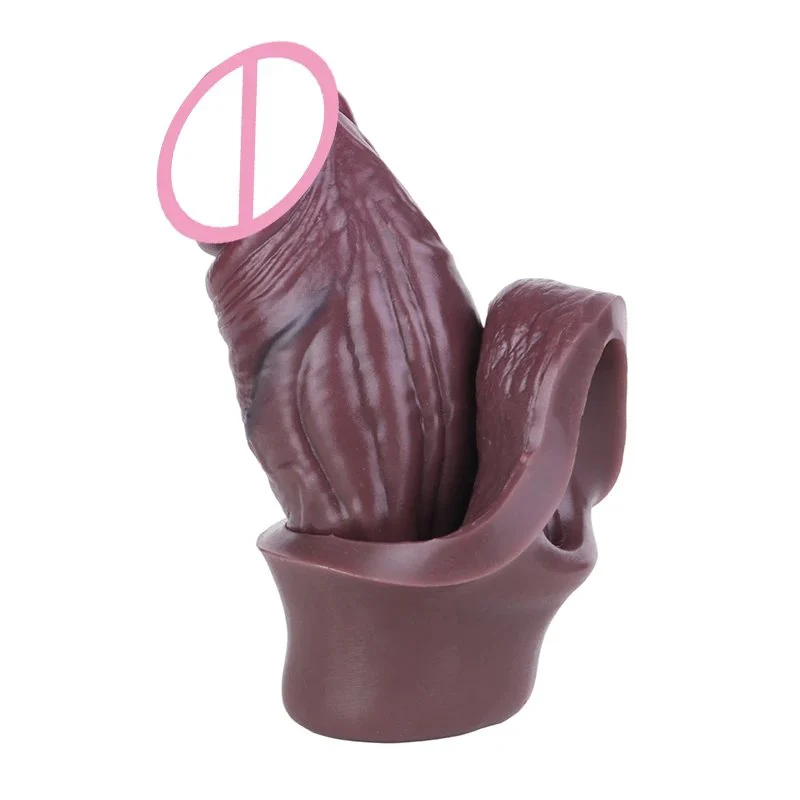 Medical-grade Silicone Penis Sleeve Safe and Soft Brown-black Male Penis Extender Effectively Increases Length