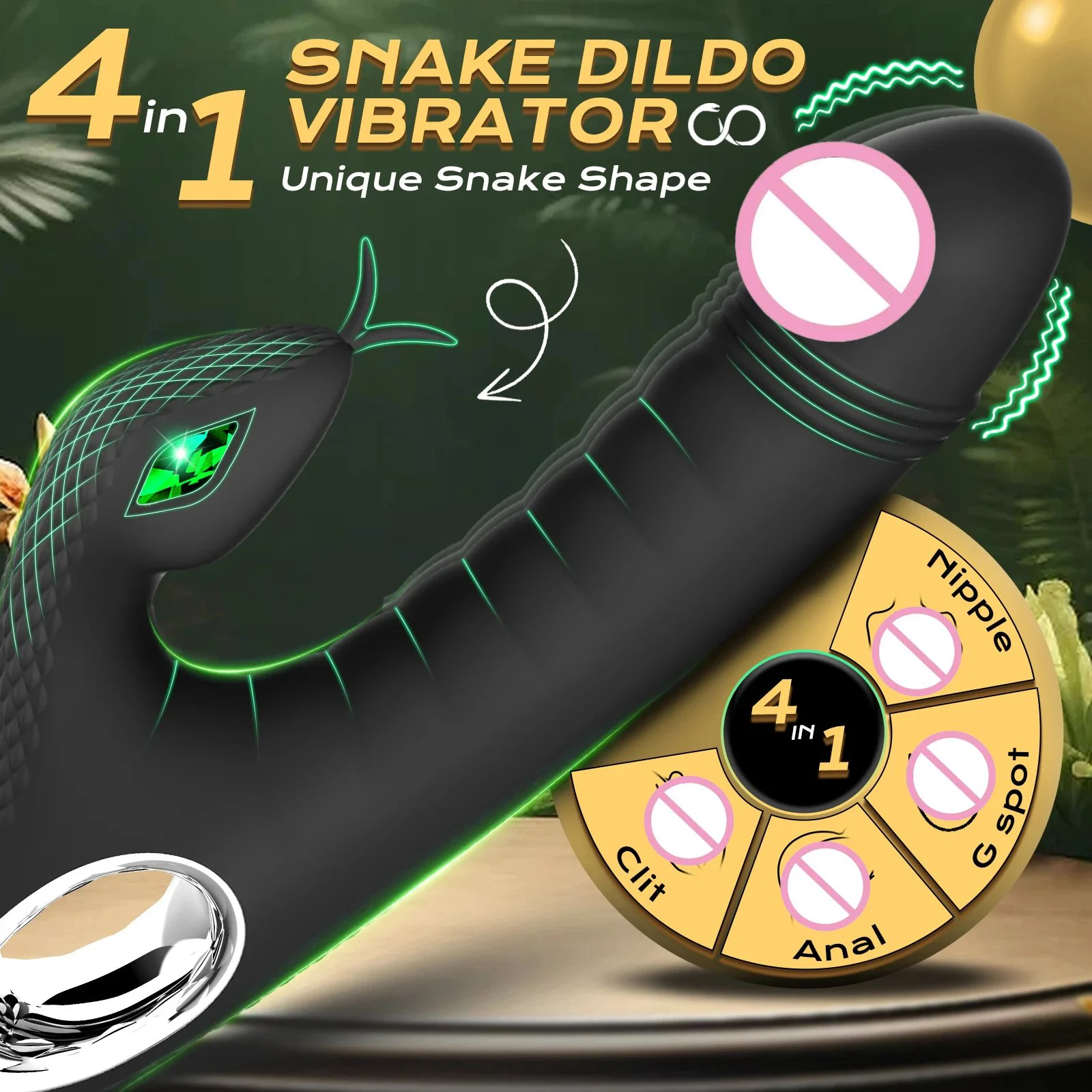 Female Masturbation Devices Rabbit Clitoral Vibrator Snake-Inspired G-Spot Dildo Vibrator Sex Toy for Women Clitoris Stimulator