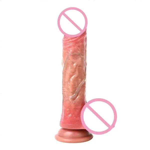 3.9CM 22.5CM Telescopic Rotating Vibration Heating Liquid Silicone Sex Vibrator Artificial Penis