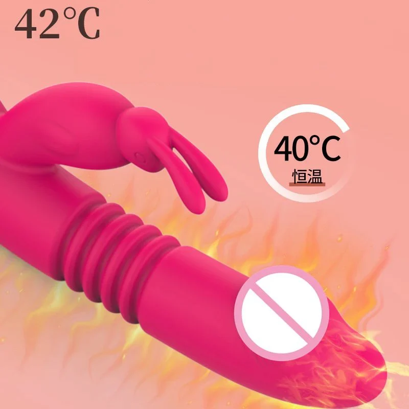 Female Sex Toy Heating Telescopic USB Charger Heating G Spot Clitoral Stimulator Rabbit Vibrator Thrusting