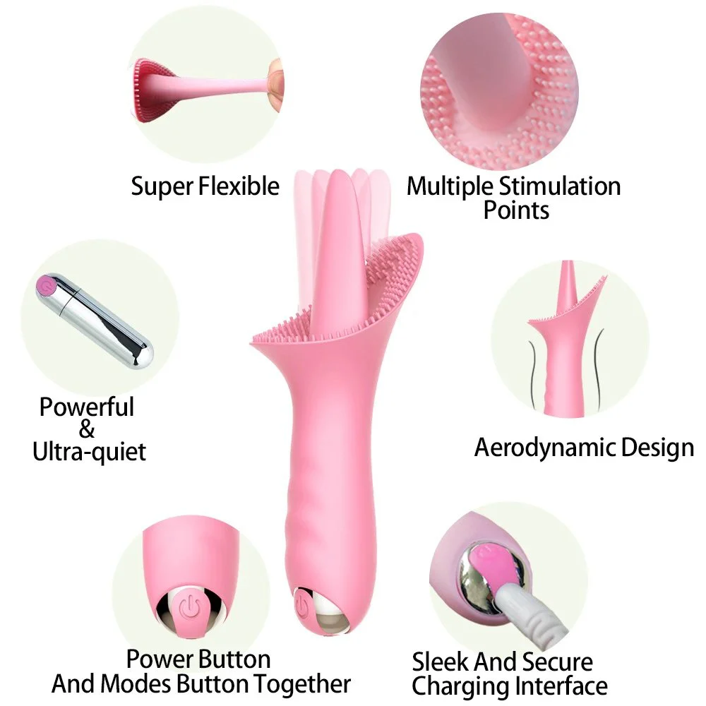 Female Sucker 5 Frequency Breast Massager Tongue Cunnilingus Breast Pump Couple Fun Vibrating Egg Toy
