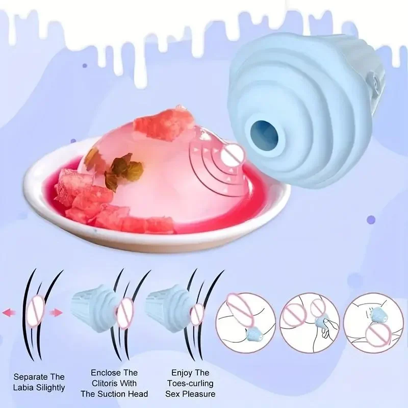 Ice Cream Sucking Cake Vibrating for Clitoral and Anal Stimulation Nipple Sucking Couples' Sex Toy ABS+Silicone IPX7 Waterproof