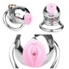 Silicone Labia Urethral Inverted Male Chastity Cage with with Removable Silicone Pink Urethral Men Gay Sexy Toys