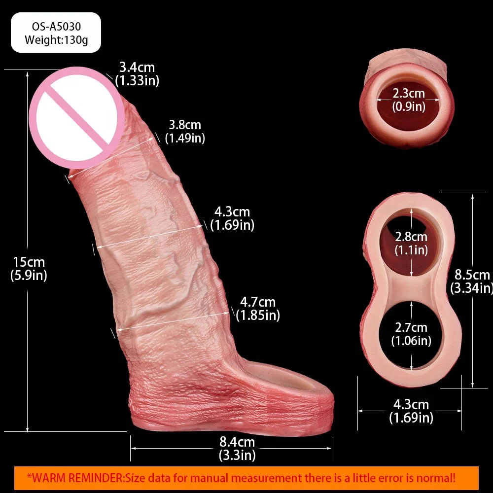 Men's Reusable Silicone Penis Sleeve Realistic Male Dildo with Excellent Experience of Adult Male Toys