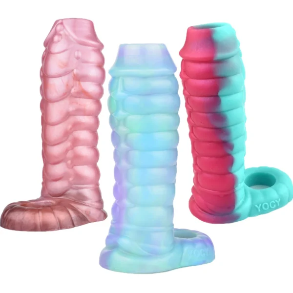 Silicone Hollow Condom Colorful Condom Male Extension Condom Adult Sex Toy