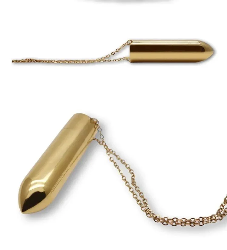 Female Masturbation Sex Toys for Women 10 Speed Rechargeable Metal Vibrating Bullet Vibrator Necklace