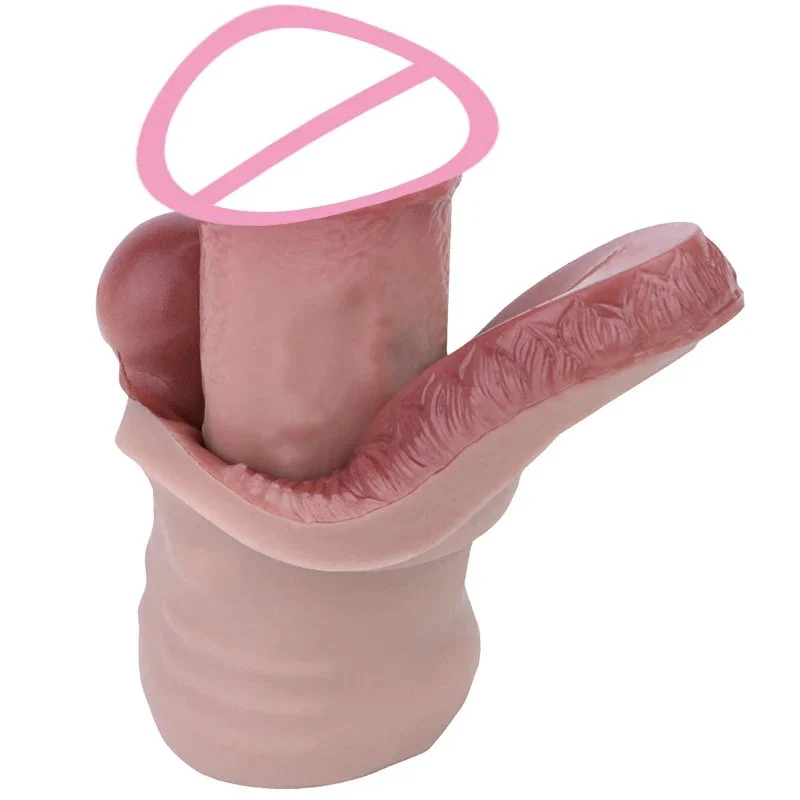 Realistic Sleeve Enlarge Extender for Men Silicone Animal Hollow Dildo Design Like Male Masturbator Delay Ejaculation