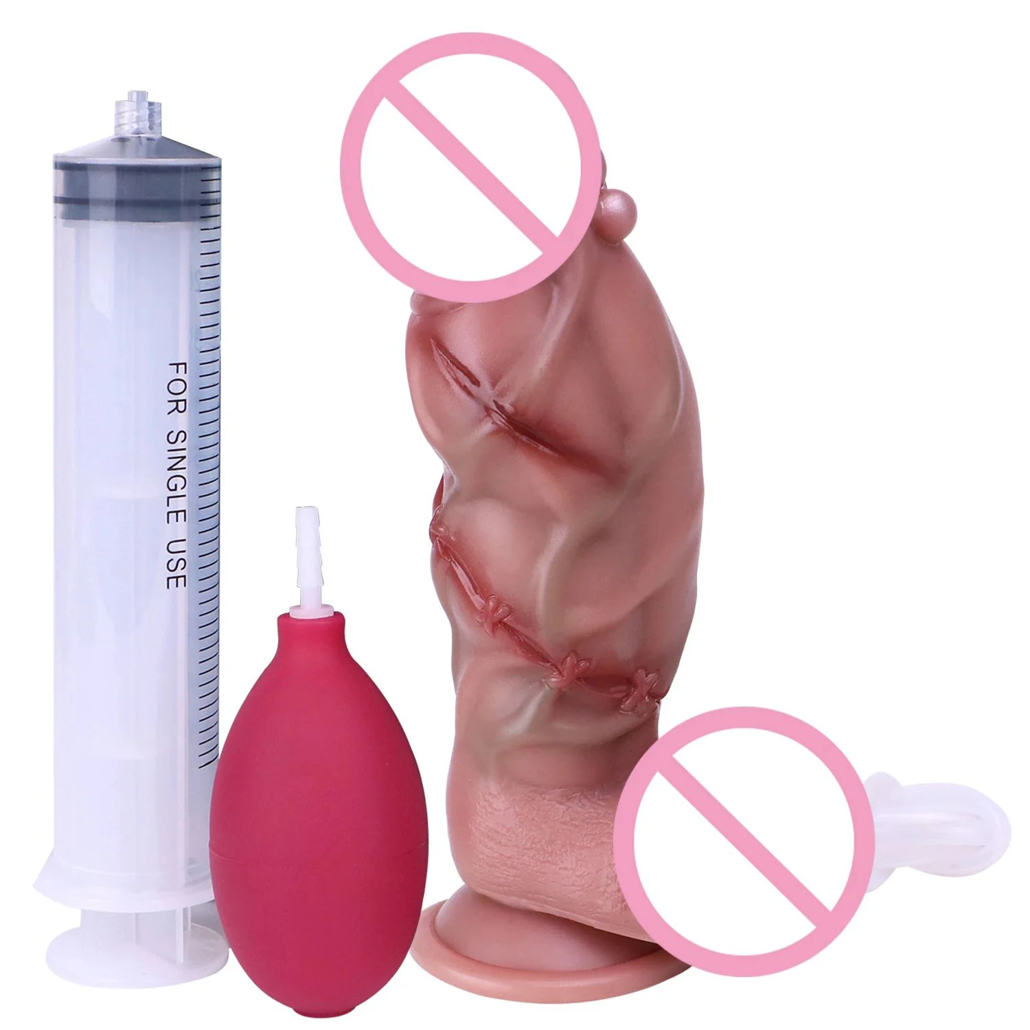 19.5cm Squirting Anal Plug with airbag and Injector Sex Toys