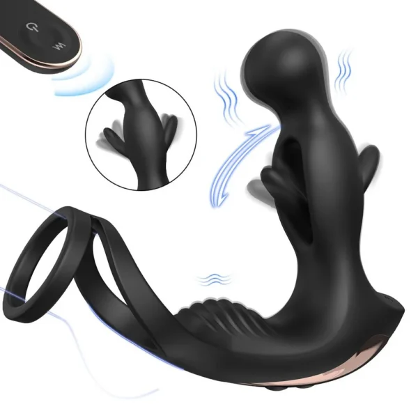 Prostate Massager Anal Male Licking Vibrating Waterproof Anal Plug with Ring for Men